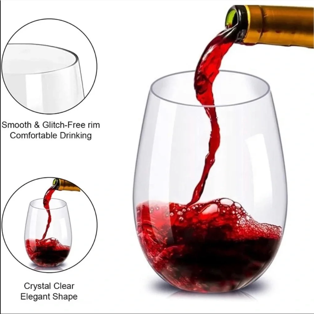 Plastic Stemless Wine Glasses Set of 4, 16 Oz